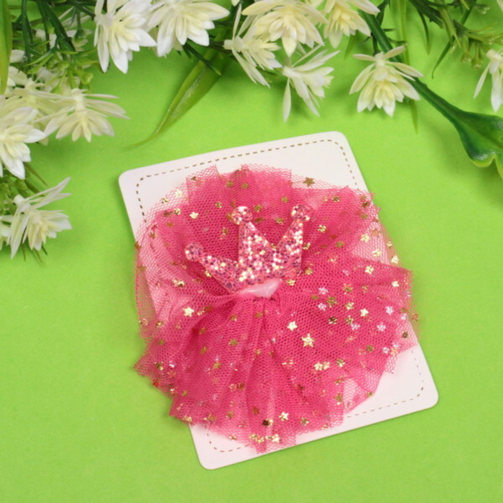 Зажим для волос детский «Корона перламутр”, микс 6 цветов, 9см