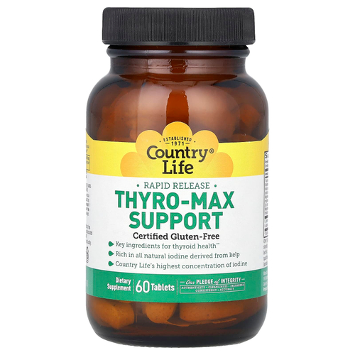 Country Life, Thyro-Max Support, поддержка щитовидной железы, 60 таблеток