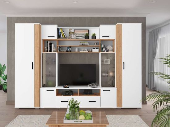 Шкаф ОСКАР-18 платяной  белый / дуб крафт золотой