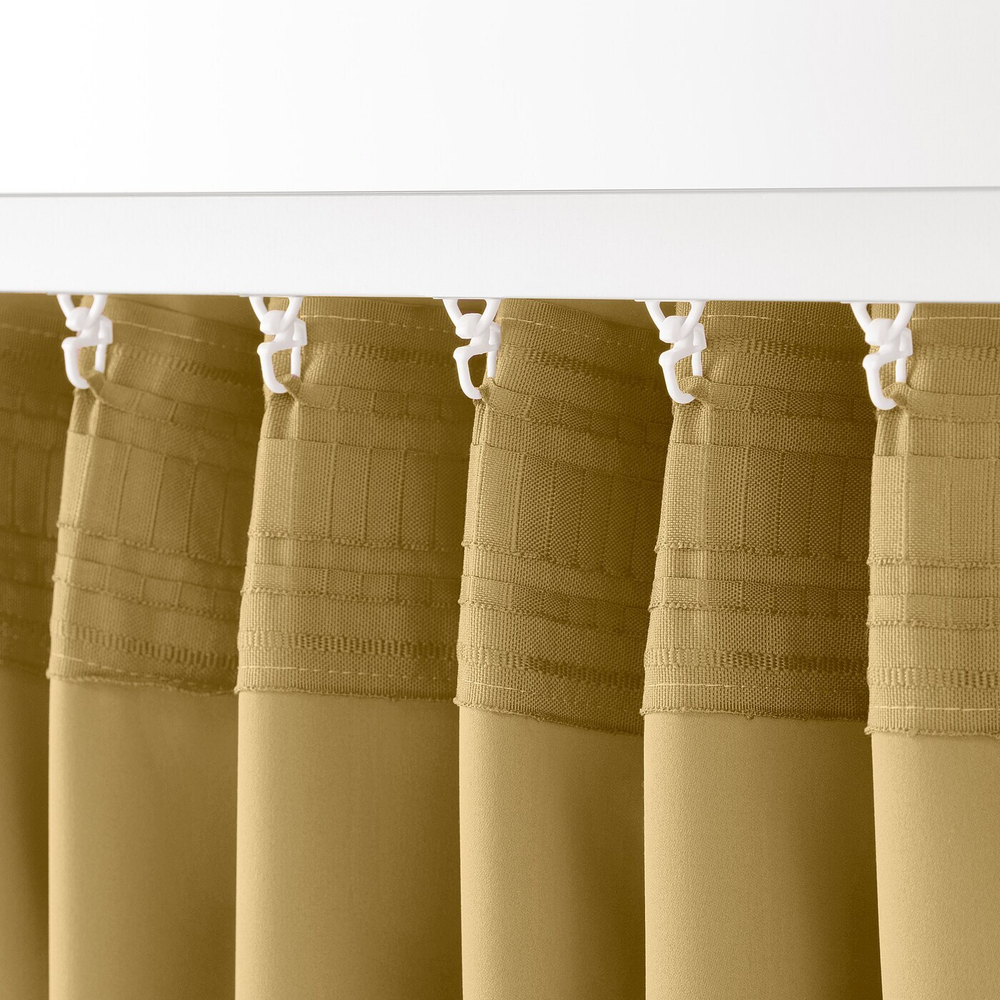 IKEA MAJGULL  (ИКЕА МАЙГУЛЛ)  -  Шторы, 1 пара, на ленте/бежевый/желтый, 145x300 см