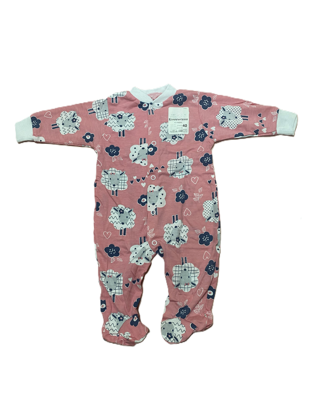 Комбинезон с закрытой ножкой на кнопках из кулирки (100% хлопок) на рост 56 см