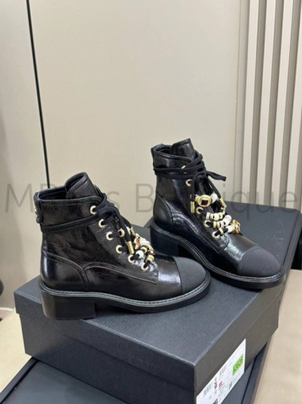 Женские сапоги Chanel Combat в черном цвете