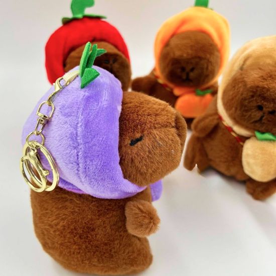 Мягкий брелок Капибара 2.0  в фиолетовом капюшоне