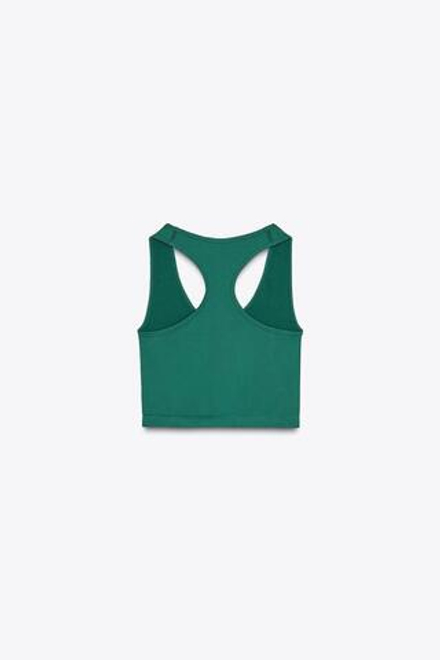 ZARA УКОРОЧЕННЫЙ БЕСШОВНЫЙ ТОП, ЗЕЛЕНЫЙ