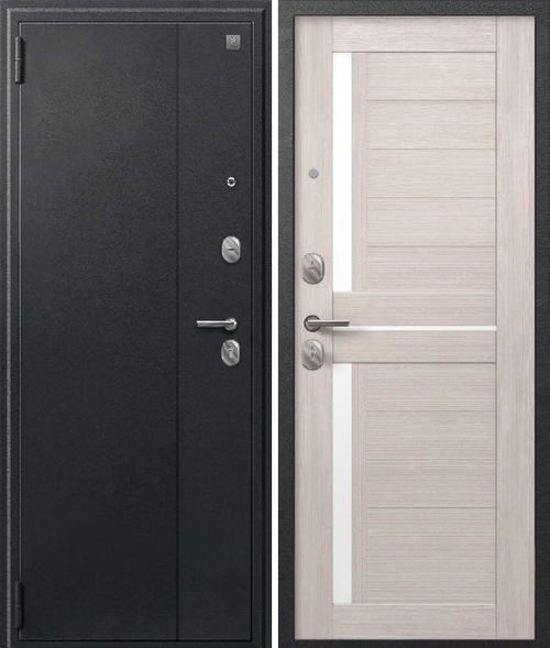 Входная дверь SEZAM A-01 Чёрный сатин - Капучино 3Д