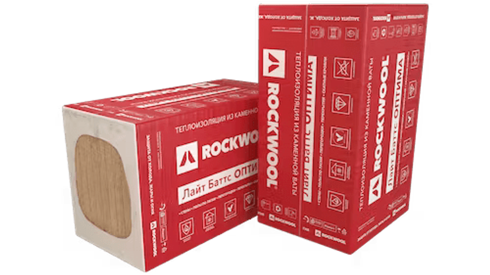 Утеплитель Роквул Лайт Баттс Оптима 1000х600х50 мм (6 м2=0,3 м3) 10 шт, плотность 30-40 кг/1 м³