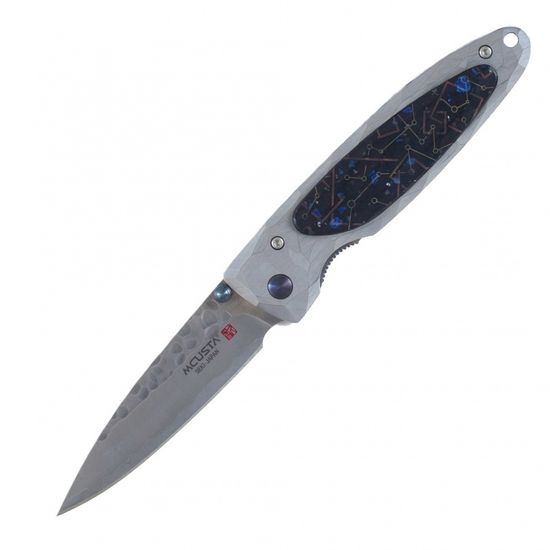 Складной нож Mcusta Platinum label Sоkо Blue MCPV-002 c клинком из стали VG-10, рукоять Corian / Damasteel