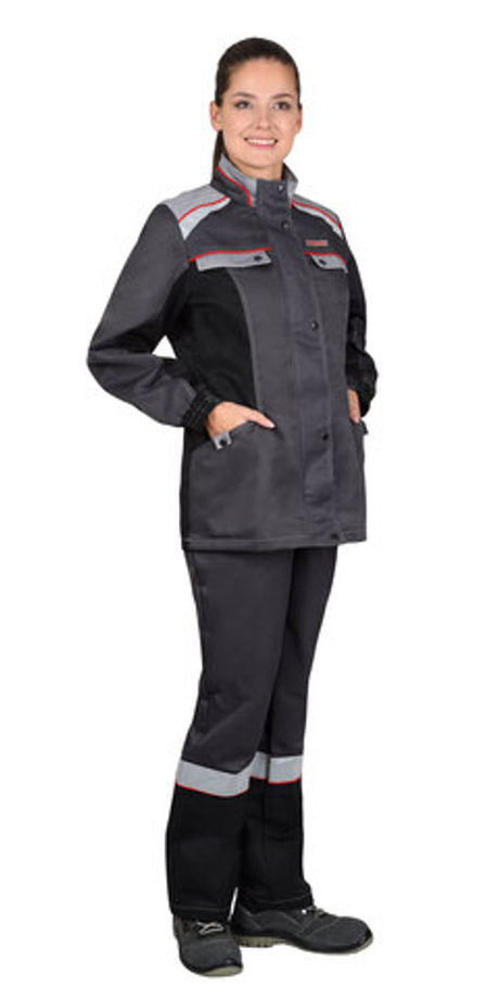 Костюм "ВОЛОГДА" жен. куртка, брюки т-серый со св-серым и черным (ЧЗ)