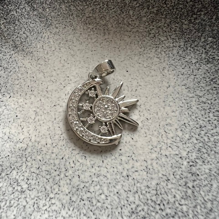 Подвеска солнце и луна с фианитом. Фурнитура для изготовления украшений и аксессуаров.