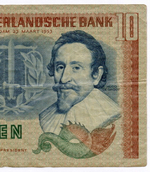 Банкнота Нидерланды 10 гульденов 1953 год BQF 086006. VF