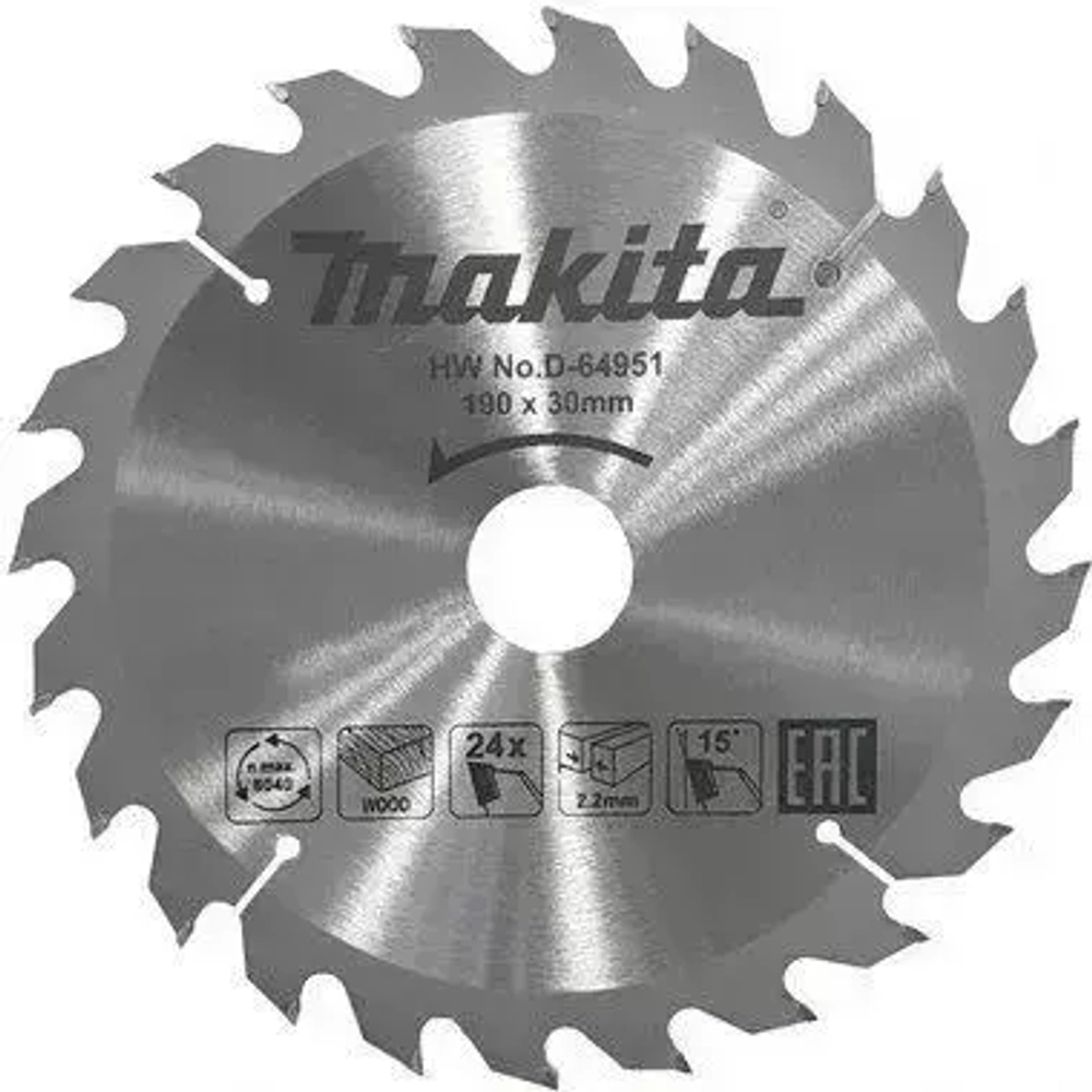 Пильный диск по дереву Standart 190x2.2x30, 24T Makita D-64951
