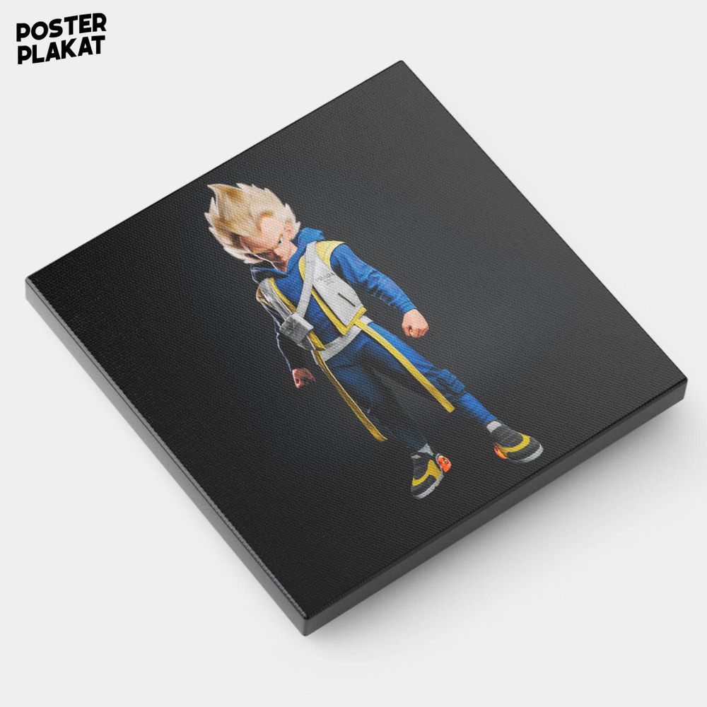 Картина для интерьера Сон Гоку / Какаротто на холсте, аниме персонаж вселенной Жемчуг дракона, холст с печатью на подрамнике, на стену, Постер Плакат