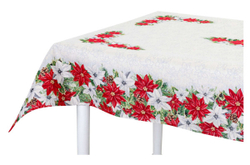 Скатерть прямоугольная 140х220см Mix&Match Home Пуансетия бордюр красная
