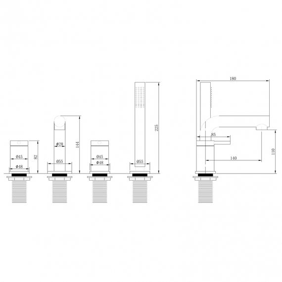 Смеситель ABBER Emotion AF8813G на борт ванны, золото матовое