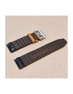 Ремешок кожа / замша 26 мм для Garmin Fenix 7x / 6x / 5x / 3, Enduro 2 / Tactix 7, Tactix Delta быстросъемный серебристая пряжка