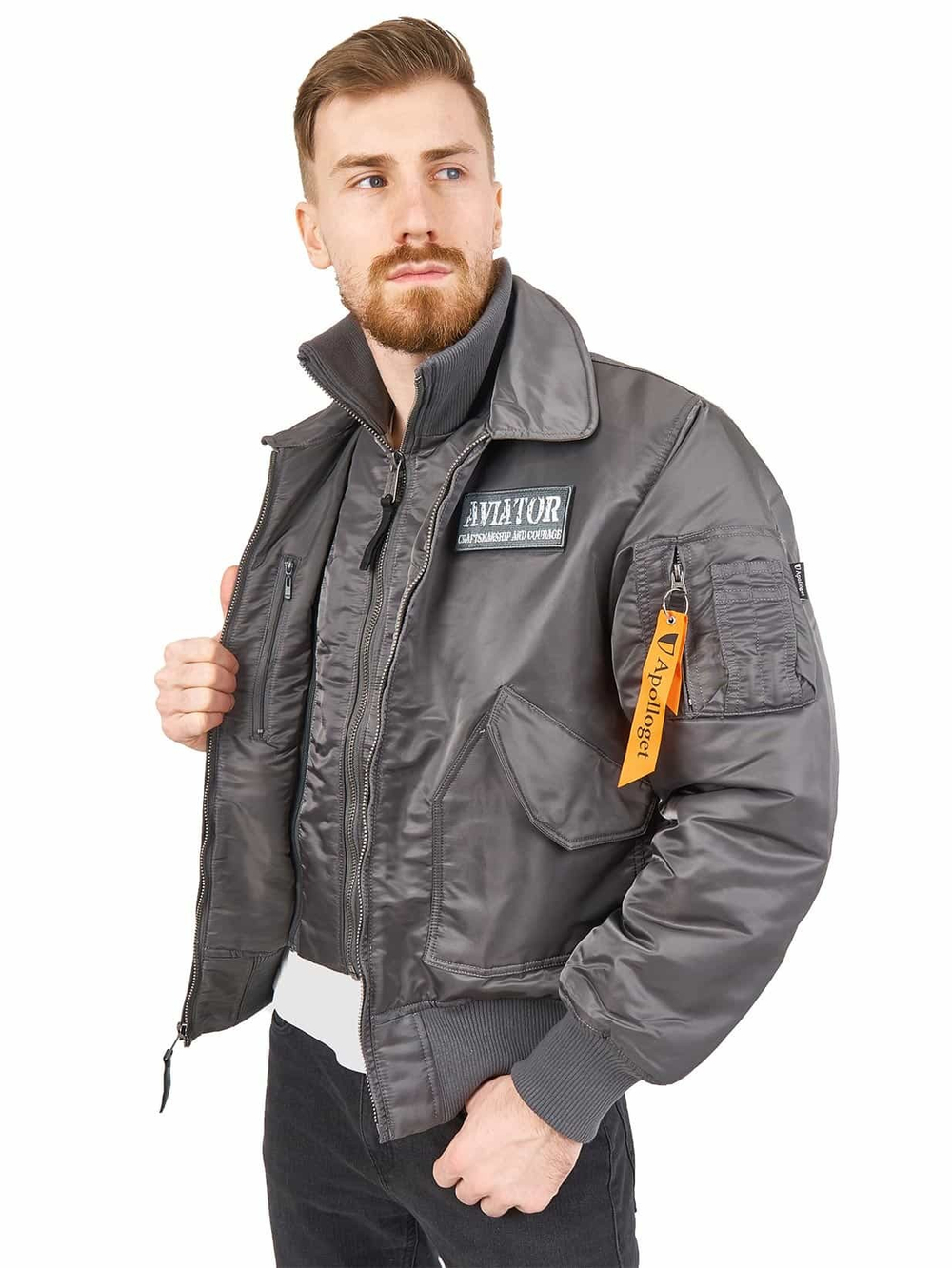 Куртка Бомбер - Aviator Apolloget (серая - gun grey)