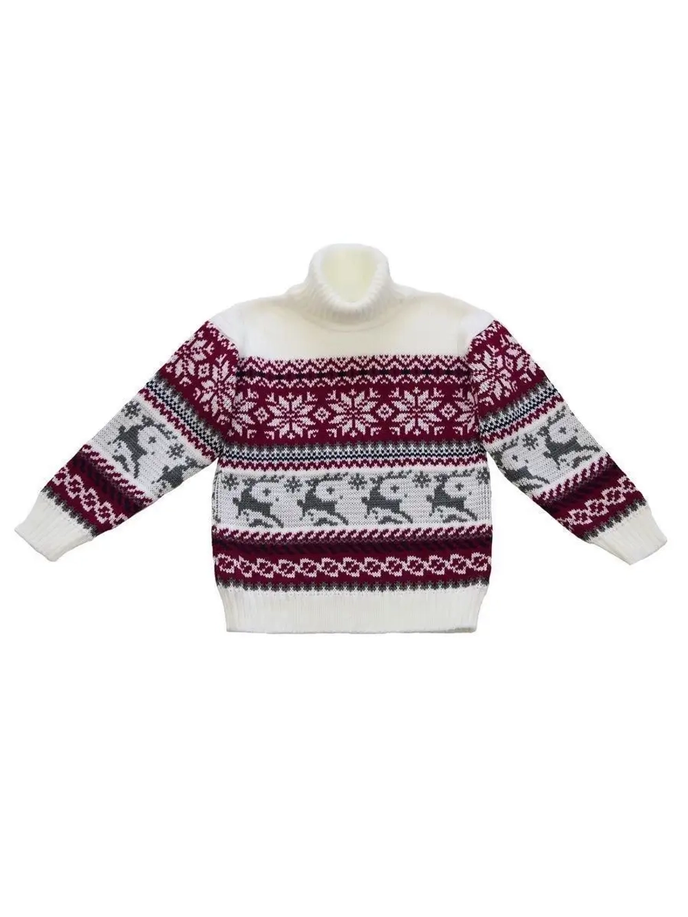 Свитер вязаный с оленями новогодний