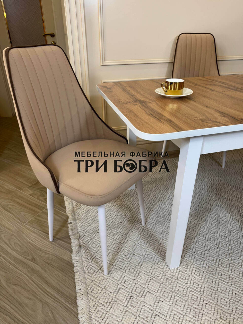 Большой кухонный стол "МАКСИ" дуб вотан и стулья "Сорренто" 4 шт