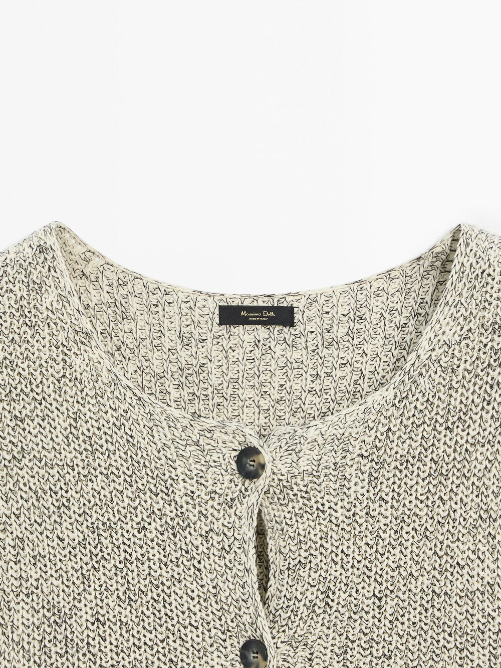 Massimo Dutti Жилет платочной вязки из 100% хлопка, натуральный, кремовый