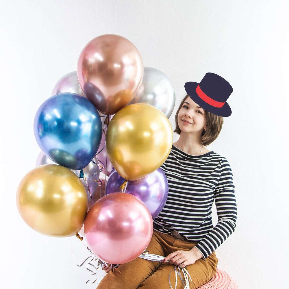 Шар (12"/30 см) Розовый, лайт, хром 50 шт.