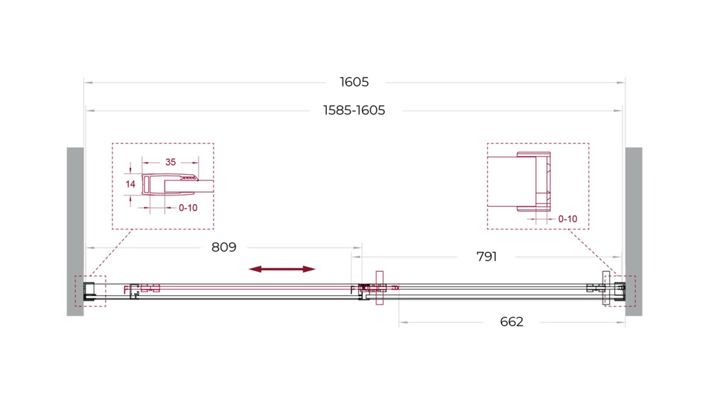 Душевая дверь шириной 160см BelBagno SOFT_CLOSE-1-BF-1-160-C-GM профиль оружейная сталь, стекло прозрачное