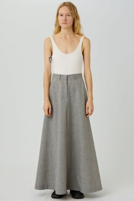Юбка макси из светло-серой шерсти