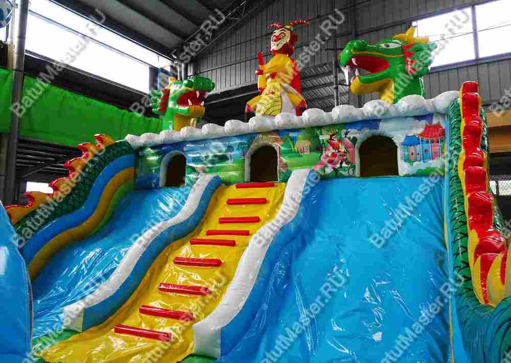 Коммерческий надувной батут "Затерянный остров, три горки" 12*7*7 м