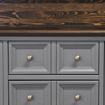 Буфет, 155х41х202, Лэйквью, для кухни и гостиной, деревянный с 4 дверями, из массива дерева, серый, MAKOSA