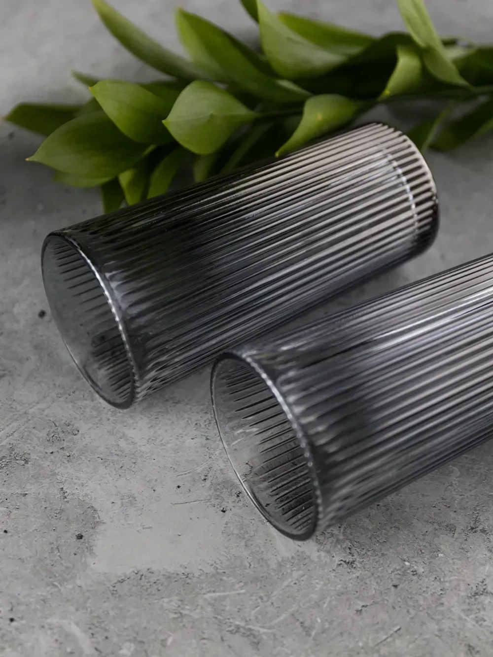 Набор ребристых бокалов для виски, 330 мл. 6 шт. Черные