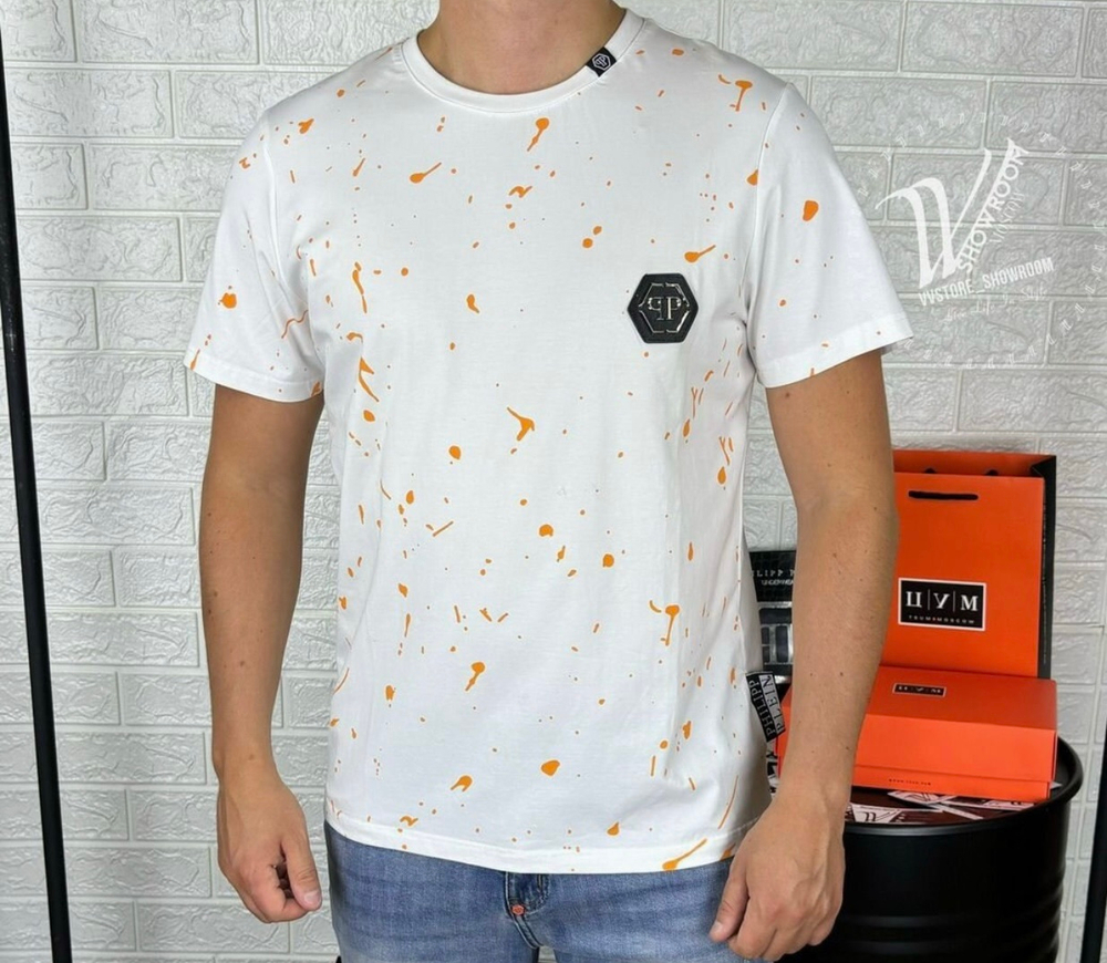 Футболка Philipp Plein Orange Skull премиум