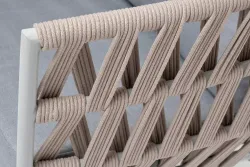 "Диего" кресло плетеное из роупа, каркас алюминий светло-серый (RAL7035) муар, роуп бежевый круглый, ткань светло-серая