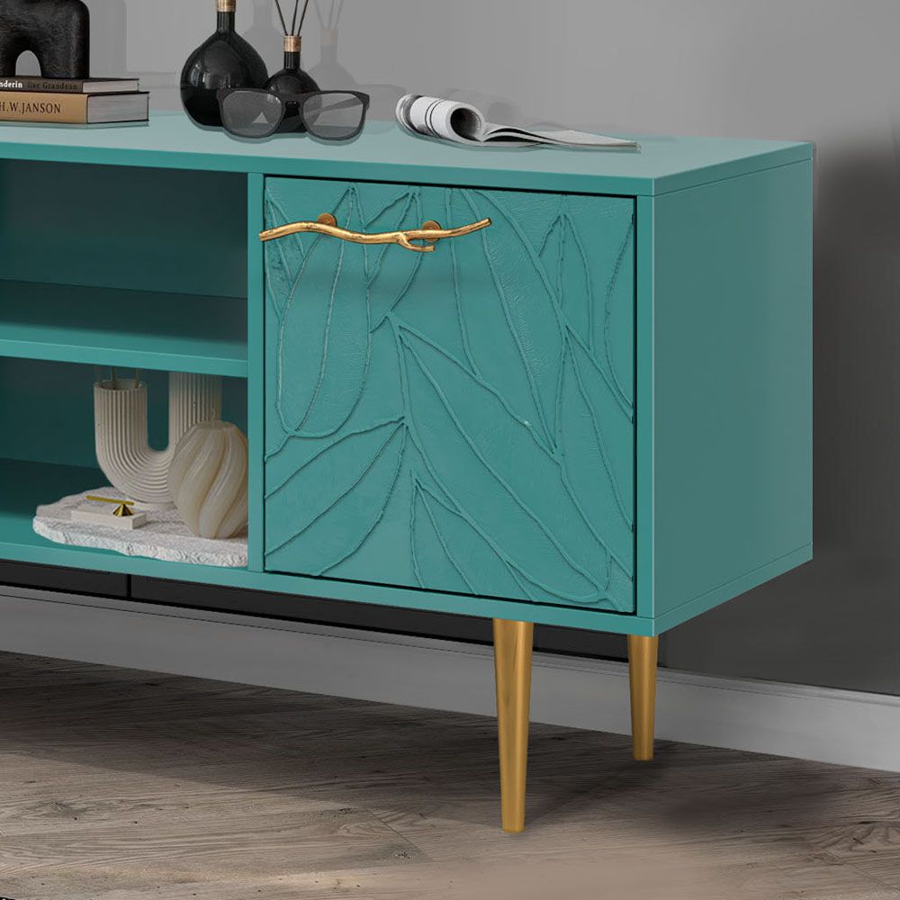 Тумба под ТВ Арт Колор leaves 155см Стайл Голд Пастельно-синий