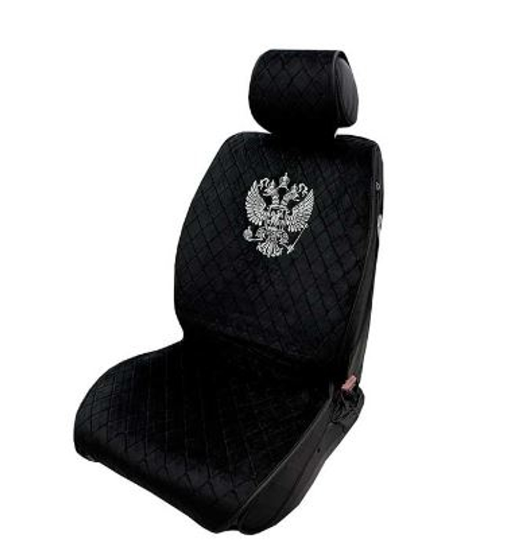 Накидки сидений перед Coolpart MAXIMAL LUX (кт2шт) - JJ-56-BLBL -Велюр Ромб(ГЕРБ) черный/шов черн A