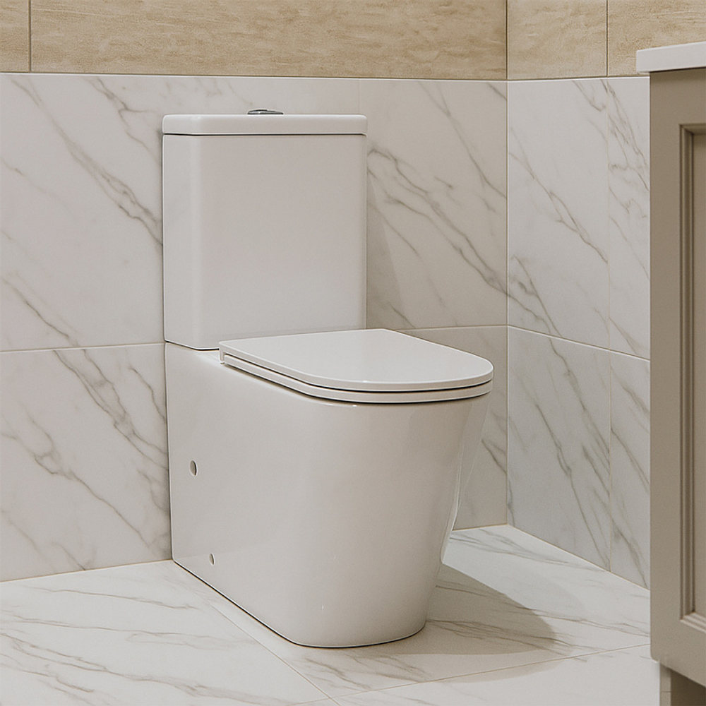 Унитаз-компакт Azario Quadro 340х605х810 напольный, безободковый, с быстросъемным сиденьем микролифт, полипропилен (AZ-2175)