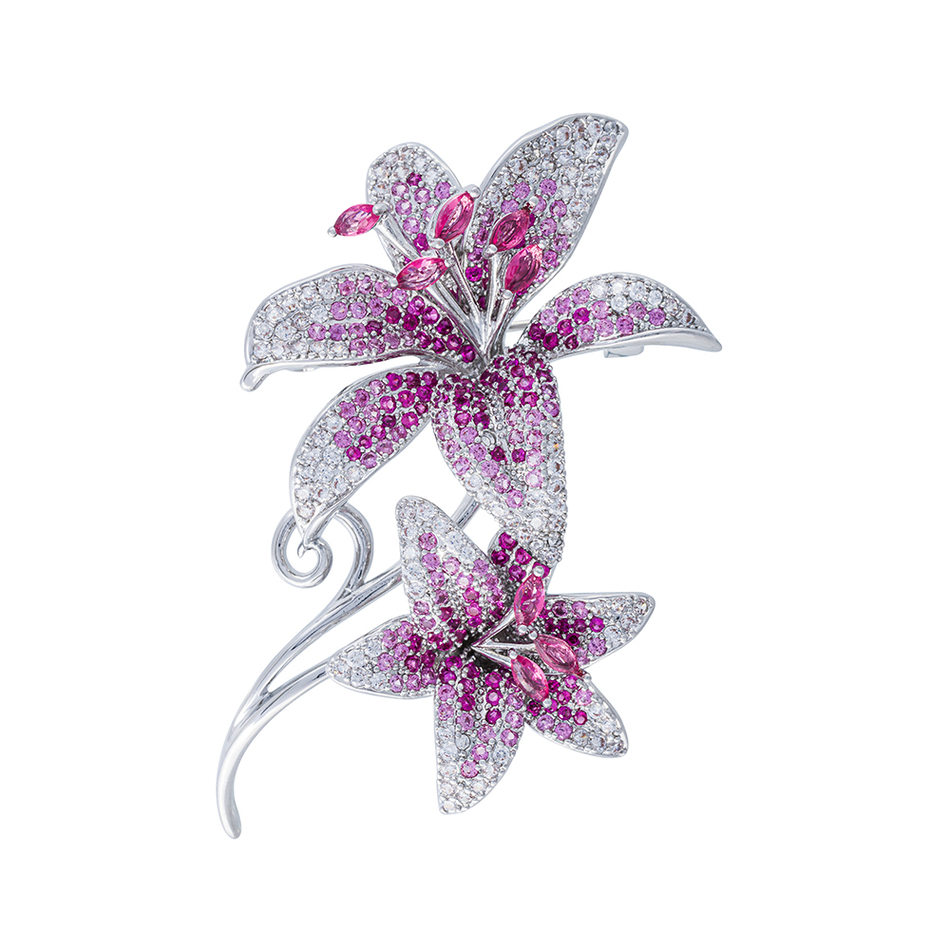 Брошь Fiore Luna ДУЭТ Zircon XR08553P V/S