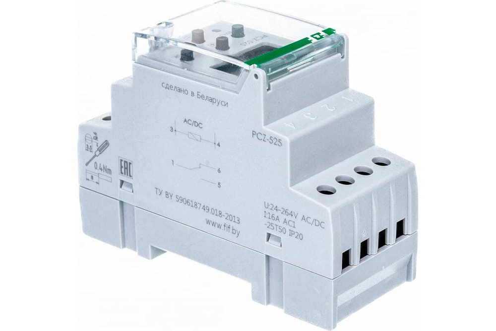 Реле времени астрономическое PCZ-525 24-264В AC/DC 16А 1 переключ. контакт IP20 1 канал