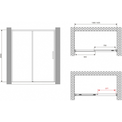 Душевая дверь Abber Komfort 140 AG93140B профиль Черный стекло прозрачное