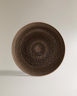 ZARA HOME ТАРЕЛКА С РЕЛЬЕФНЫМ УЗОРОМ, СЕРЫЙ