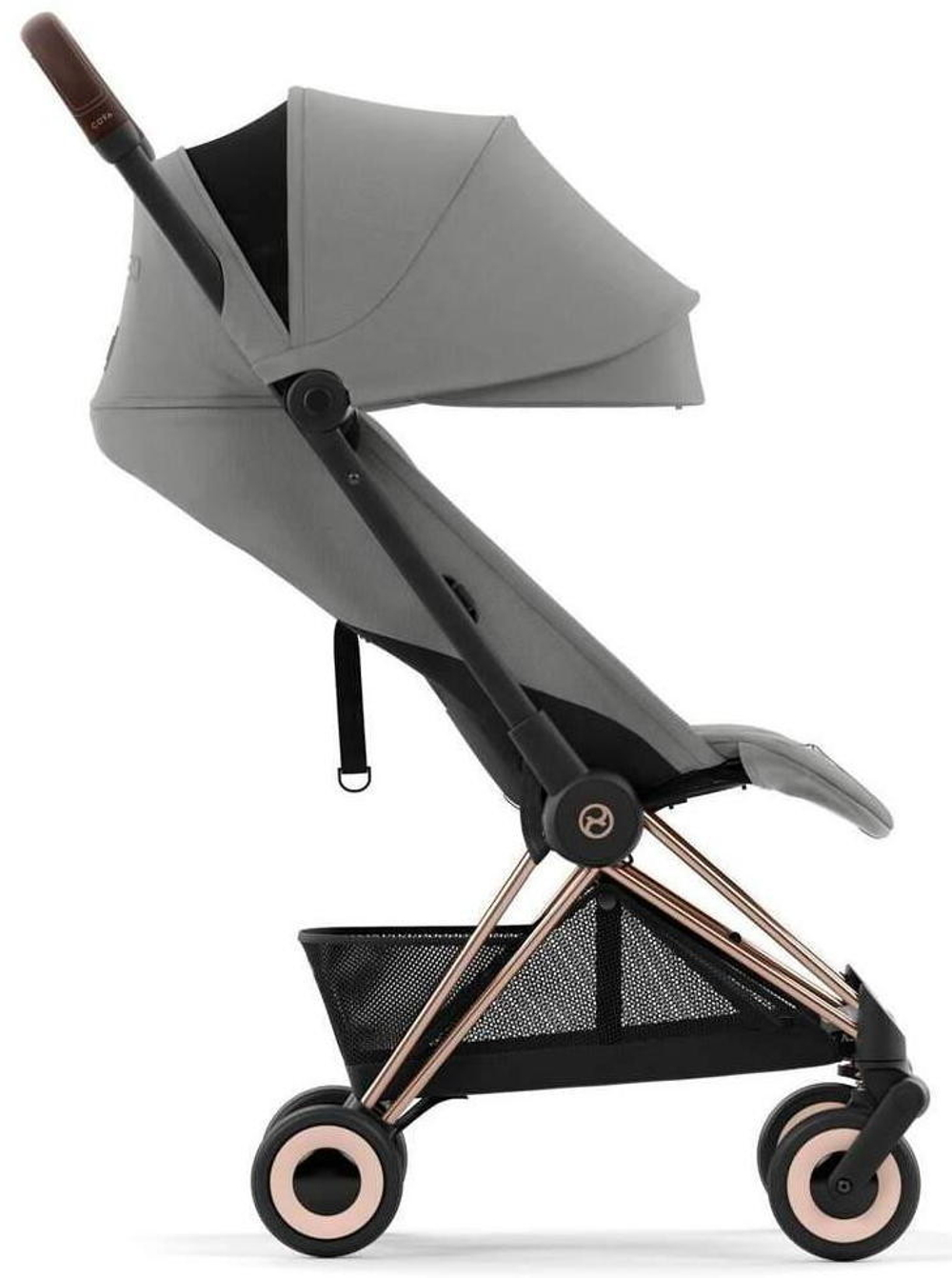 Коляска Cybex Coya Rosegold Frame Cloud T i-Size Mirage Grey Plus Mirage Grey с дождевиком и бампером