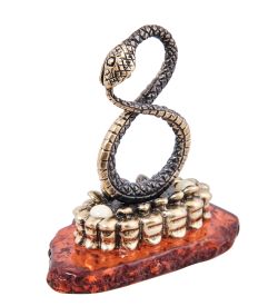 Народные промыслы AM- 555 Фигурка «Змея Бесконечность» (латунь, янтарь)