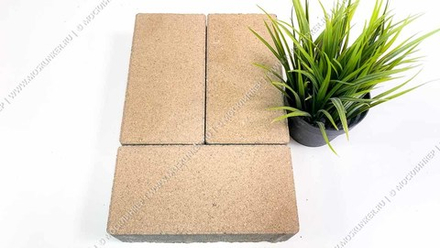 Тротуарная плитка Steingot Брусчатка, цвет Бежевый, Стандарт, 200х100х60 с мини-фаской, толщина 60 мм., прокрас верхний