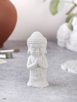 Статуэтка Будда и подсвечник лотос на подносе