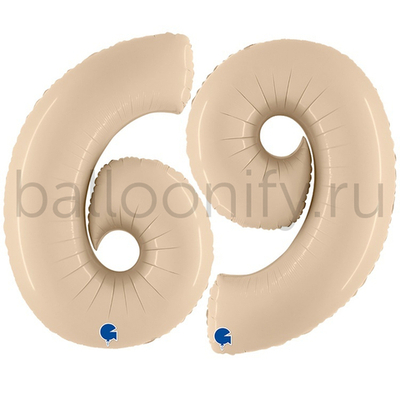 Шар ЦИФРА 6/9 Сатин Cream 40" 102 см