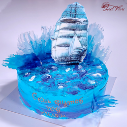 Торт с морем и кораблем  Кондитерская Sweet Visors Сладкие Козырьки Светланы Дегтеревой