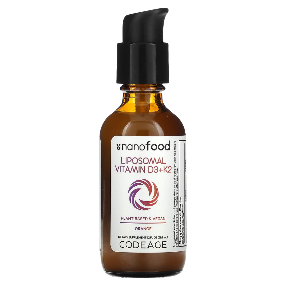 Codeage, Липосомальные витамины D3 и K2, апельсин, 59,2 мл (2 жидк. унц.)
