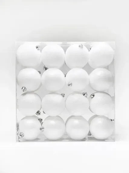 Набор пластиковых шаров Онтарио 80 мм., белый, 32 шт., Christmas DeLuxe (89811)