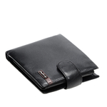 Стильный мужской чёрный кошелёк бумажник портмоне из натуральной кожи с отделением для техпаспорта 093-DC23-05A в подарочной коробке