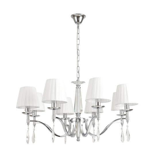 8316/8 CLASSI LN26 хром/белый, металл/хрусталь/текстиль Люстра E14 8*40W 220V MAGDA