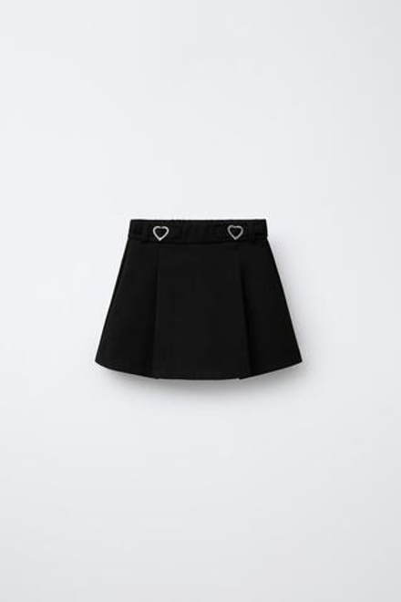 ZARA ЮБКА-ШОРТЫ «СЕРДЦА С БЛЁСТКАМИ», ЧЕРНЫЙ