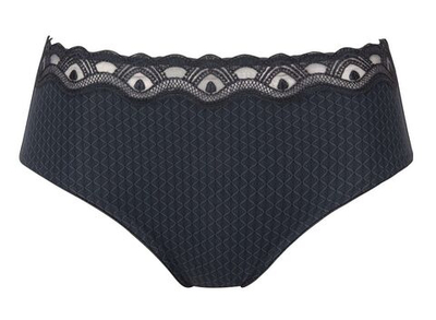 Трусы-слипы с высокой посадкой и отделкой кружевом (Размер: 46) (Цвет: мокрый асфальт)